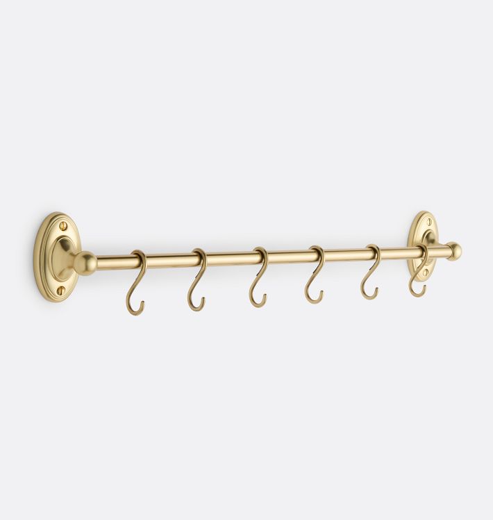 Greta 18" Rail System, 6 S Hooks - Aged Brass