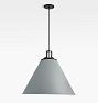 Butte 24" Cone Pendant, Oil-Rubbed Bronze Fitter - Matte Grey Butte Cone Shade - 47" Length