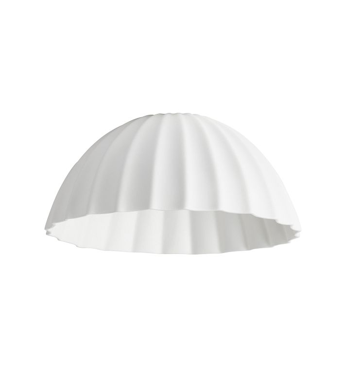 White Porcelain Fluted Half-Dome Shade, 8" - Porcelain