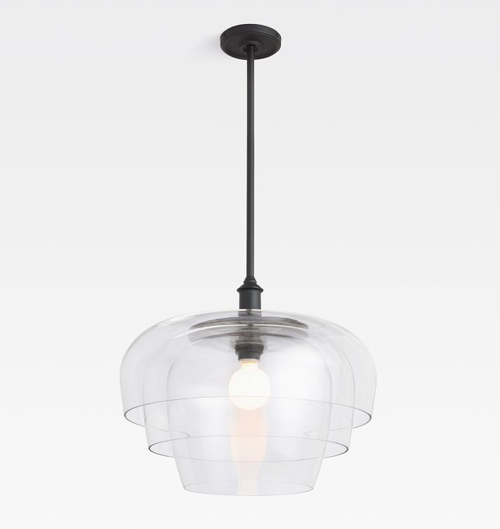 Ophelia 20" Pendant, Oil-Rubbed Bronze - 36" - Shade for Ophelia 20in dia 3 tier CC glass - Clear