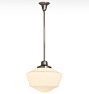 Rose City 6" Fitter Rod Pendant, Burnished Antique - 16" Opal Ogee Schoolhouse Shade - 30 " Length - No Vault Mount