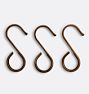 Felt-Lined S-Hooks - Set of 3, Heritage Brass