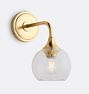 Poplar Sconce, Glass Shades - Aged Brass - 6" Clear Glass Globe Shade