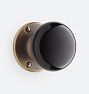 Tate Black Porcelain Knob Mortise Interior Door Set, Burnished Antique Passage Left