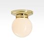 Foster 3-1/4" Fitter Flush Mount, Lacquered Brass - Opal Globe Shade