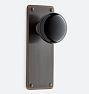 Benson Black Porcelain Knob Mortise Interior Door Set, Burnished Antique Passage Right