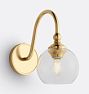 Theo Sconce, Glass Shades - Aged Brass - 6" Clear Glass Globe Shade