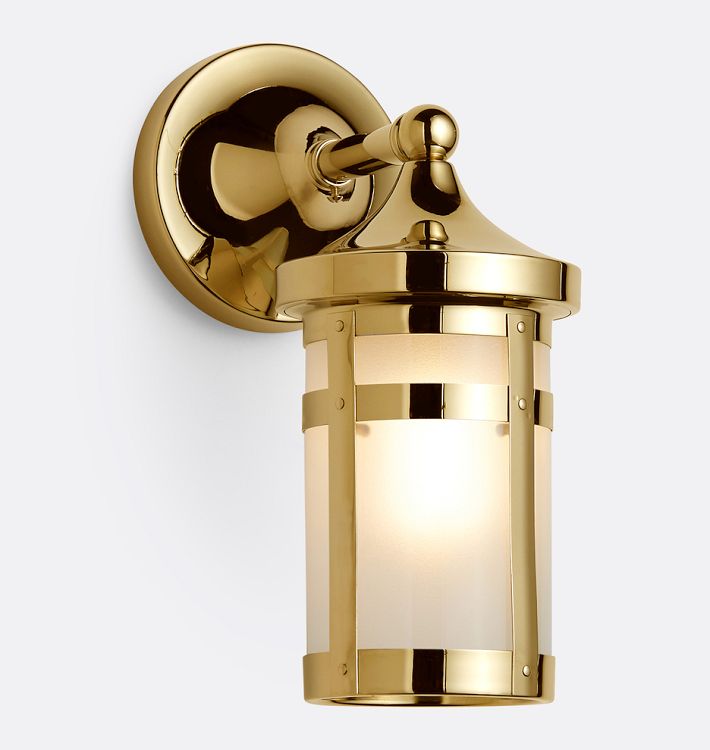 Columbia 5" Sconce, Unlacquered Brass - Plain Frosted Art Glass