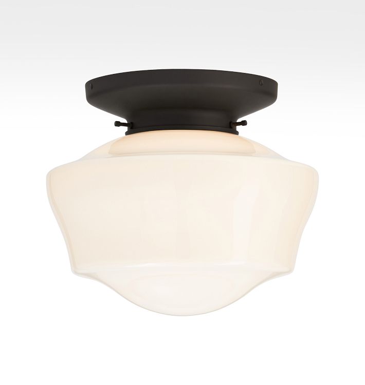 Foster 4" Fitter Flush Mount, Oil-Rubbed Bronze - Opal Schoolhouse Shade