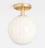 Enzo Semi-Flush Mount, 8" - Aged Brass - Cased White Doric Globe Shade