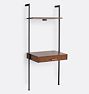 Holgate Walnut Modular 1-Shelf with 28" Desk and Aged Brass Hardware with 72" Rails