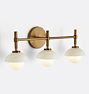 Greenwich Triple Sconce, Heritage Brass - Opal Glass Bowl Shade