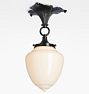 Wildwood Semi-Flush Mount, Black Enamel - Opal Acorn Shade