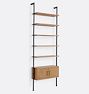 Holgate White Oak Modular 5-Shelf with Cabinet and Aged Brass Hardware with 96" Rails