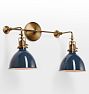 Fairview Traditional Double Sconce, Heritage Brass - Fairview GLASS 2 1/4in fitter TB - Thunder blue
