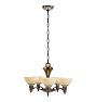 Vintage Chandelier Art Deco 5 Arm Cup Shade Chrome / Brass