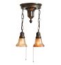 Vintage Semi-Flush Victorian 2-Light Copper Flashed