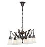 Vintage 6-Light Classical Revival Chandelier with Camphor Glass Bell Shades