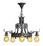 Vintage Chandelier Art Deco 5 Light Strap Iron Body