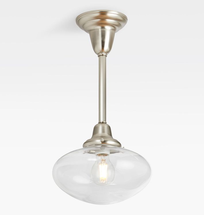 Rose City 3-1/4" Fitter Rod Pendant, Brushed Nickel - 9-5/8" Clear Jerico Shade - 32" Length - No Vault Mount