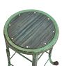 Vintage Industrial Angled-Steel Green Stool with No Backrest