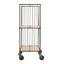 Vintage Industrial Steel Frame Rolling Rack with Plywood Shelving