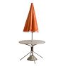Vintage Midcentury Modern Outdoor Table with Orange Umbrella