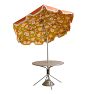 Vintage Midcentury Modern Outdoor Table with Orange Umbrella