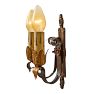 Vintage Romance Revival Bronze Double-Candle Sconce with Florets Backplate