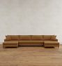 McNary Leather Double Chaise Sectional