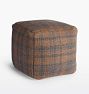 OPEN BOX: Plaid Wool Pouf, 16" x 16" x 16" - Gunmetal