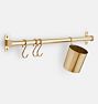24" Brookside Rail System, 1 Cup & 3 S-Hooks - Unlacquered Brass