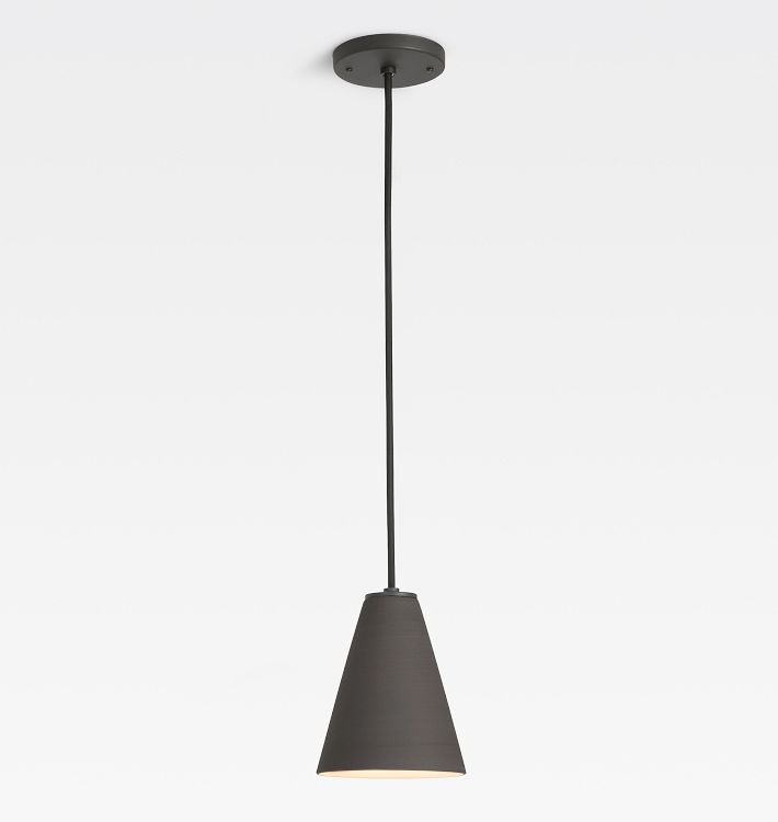 FOLK Abigail 6" Cone Pendant, Unglazed Basalt