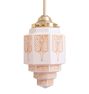 Vintage Art Deco Pendant with Painted Skyscraper Shade