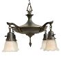 Vintage Classical Revival 4-Light Chandelier with Glass Bell Shades