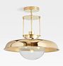 Ormandy 18" Semi-Flush Mount, Lacquered Brass - Clear Globe Shade