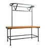 Vintage Industrial Kitchen Island with Butcher Block Top and Pot Rack