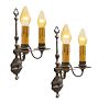 Pair of Vintage Double Arm Wall Sconces Colonial Revival with Hand Applied Highlights