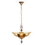 Impressive Vintage Art Deco Chandelier Cast Body and Amber Glass Etched Slipper Shades