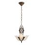 Striking Vintage Art Deco Chandelier with Cast Body and Etched Slipper Shades 3 Light