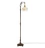 Vintage Cast Arm Floor Lamp with Painted Glass Shade