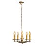 Vintage Art Deco Bare Bulb Chandelier 5 Light Cast Body Candle