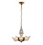 Vintage Art Deco Chandelier 5-light Etched Glass Slipper Shade