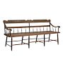 Beautiful Vintage Wooden Bench Early American with Worn Hand Painted Motifs and Curved Arms