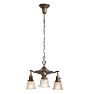Vintage Classical Revival 3 Light Pan Chandelier with Pressed Glass Shades