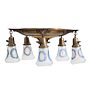 Vintage Classical Revival 5 light Pan Flush Mount with Handpainted Floral Glass Shades