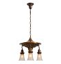 Ornate Vintage Sheffield Style 3 Light Chandelier with Etched Glass Shades