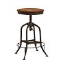 Vintage Industrial Metal Stool with Adjustable Wood Seat