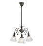 Ornate Vintage Victorian 3 Arm Electric Chandelier with Acid Etched Ruffled Glass Shades