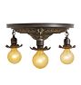 Vintage Classical Revival Flush Mount Pan Fixture 3-Light Barebulb